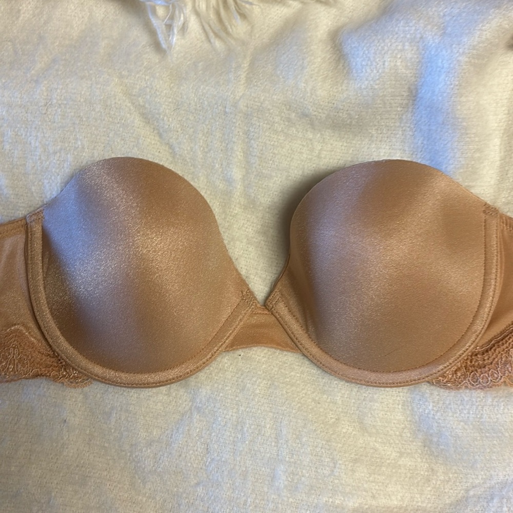 CASSANDRA INTIMATES Bra 22242 Strapless Beige 34B UW Padded Nylon Blend NWOT